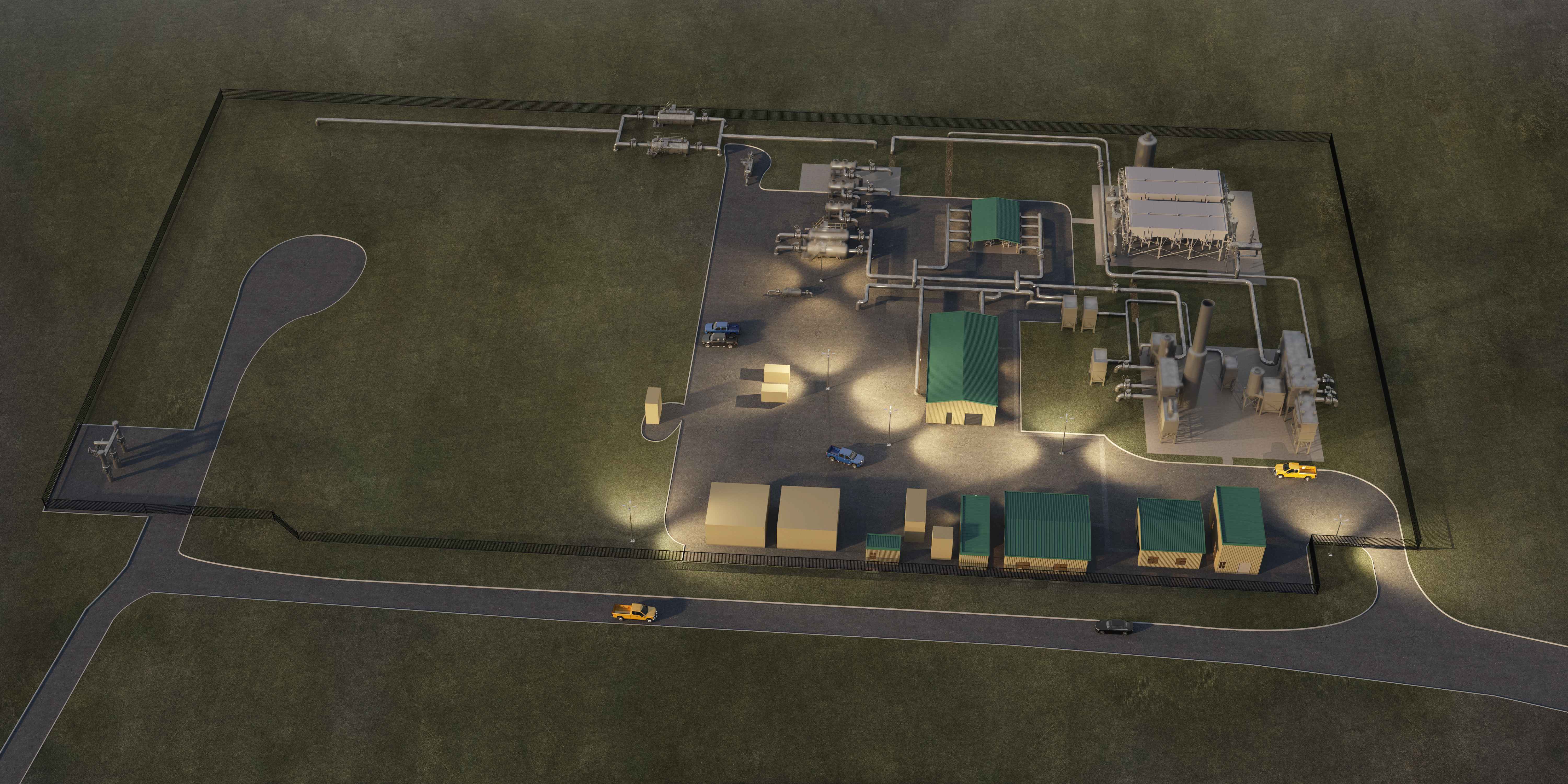 LNG Compressor Station-5-2-Exterior-Aerial-Nighttime
